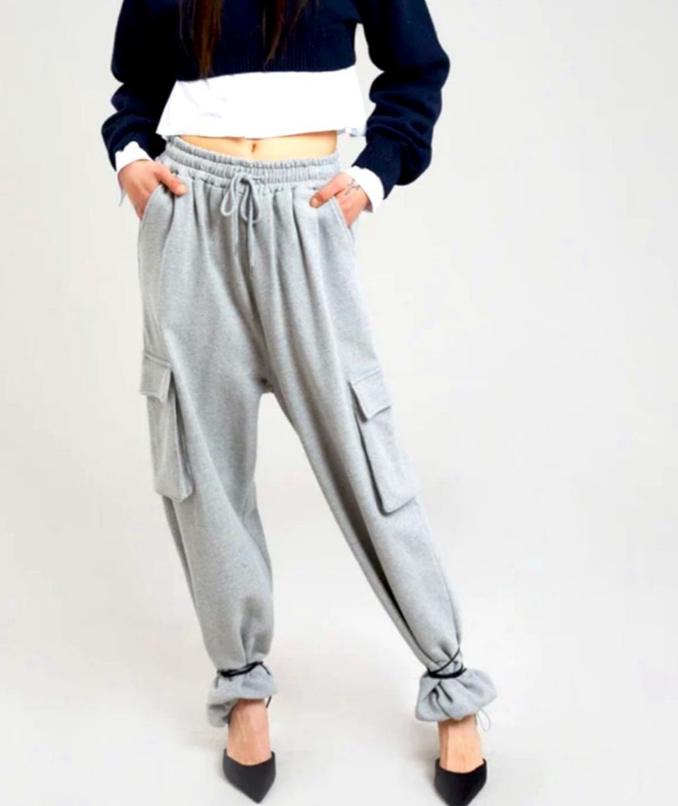 THE FRANKIE SHOP Womens Aliz Cargo Gray Sweatpants Joggers Size S NWT