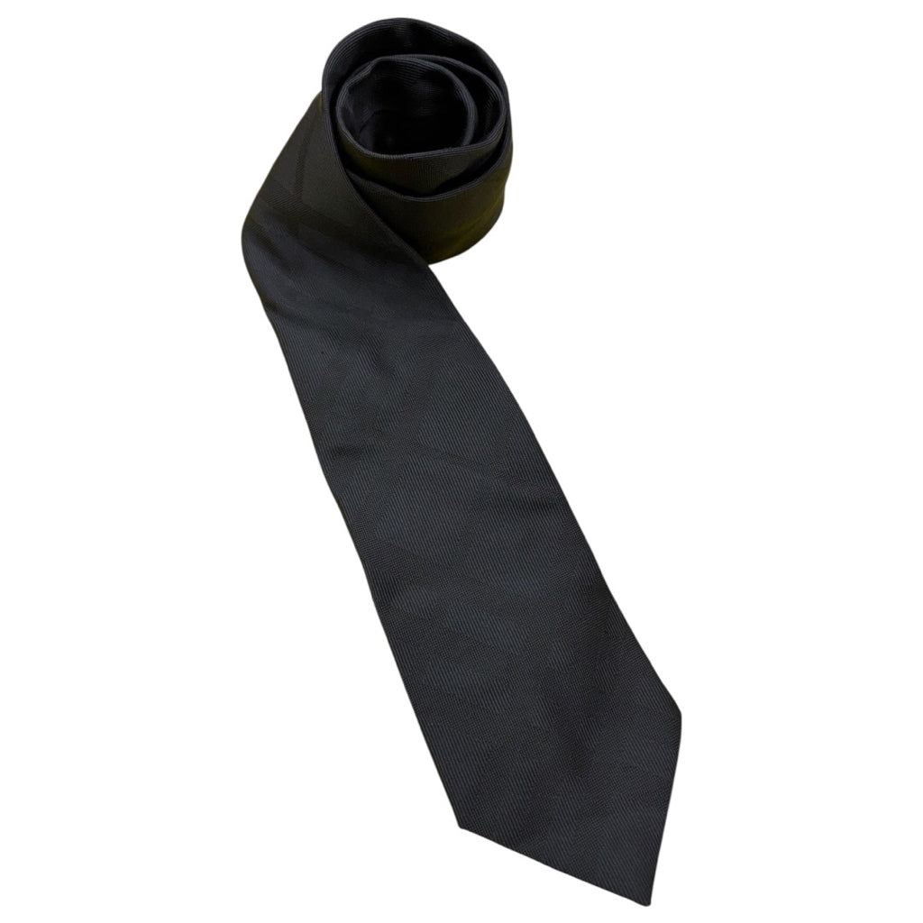 Burberry 100% Silk Solid All Over Print Black Mns Tie