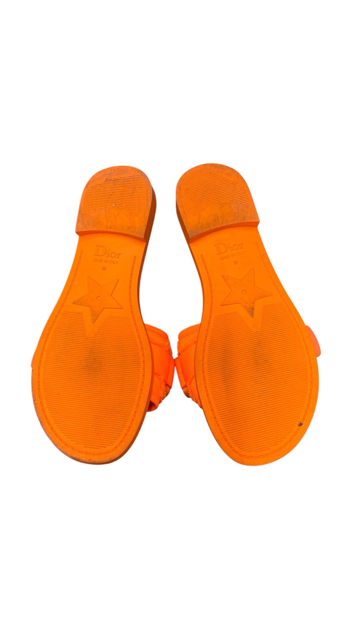 Christian Dior Orange Fluo Revolution Velcro Women Slides Sz 8