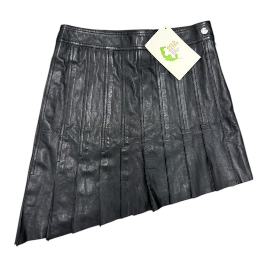 NWT Helmut Lang Pleated Asymmetrical Black Leather Skirt Clubbing Y2K Designer M