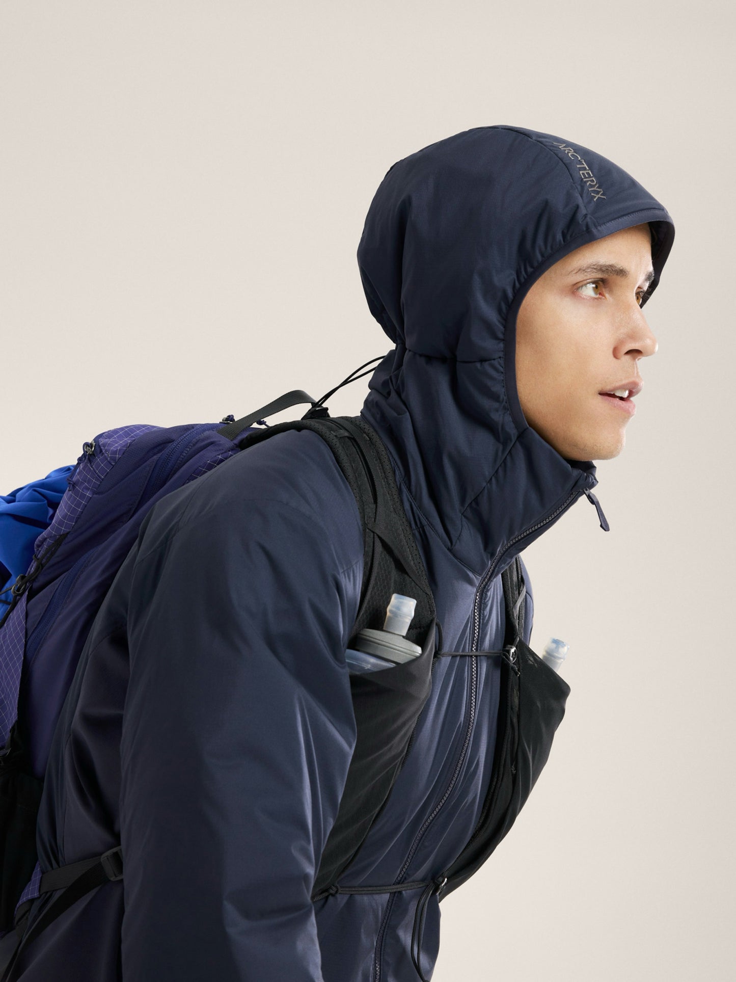 NWT Arc'teryx Mns Sz L Navy Atom Hoody Insulated Hiking Jacket Windbreaker