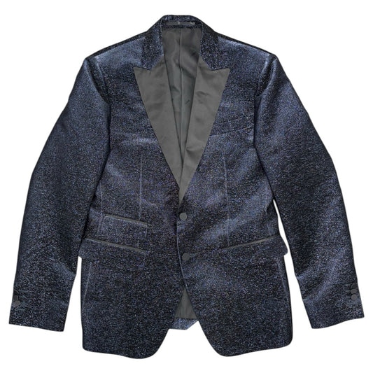 DSQUARED2 GLITTER TWEED BLUE BLACK SLIK BLEND SUIT BLAZER SZ 52