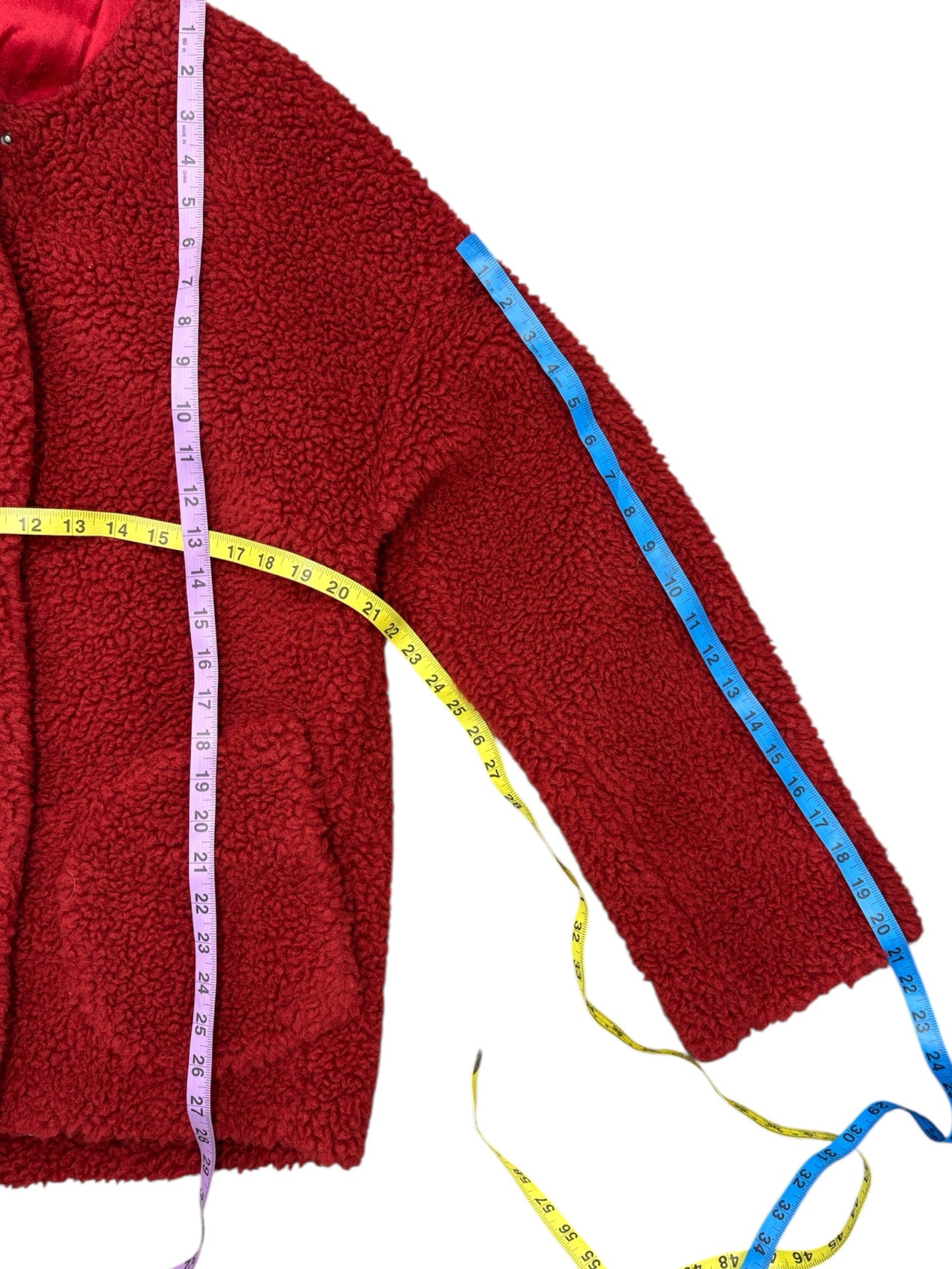 NWT Theory Burnt Sienna Red Fleece Pomona Faux Shearling Coat Sz L