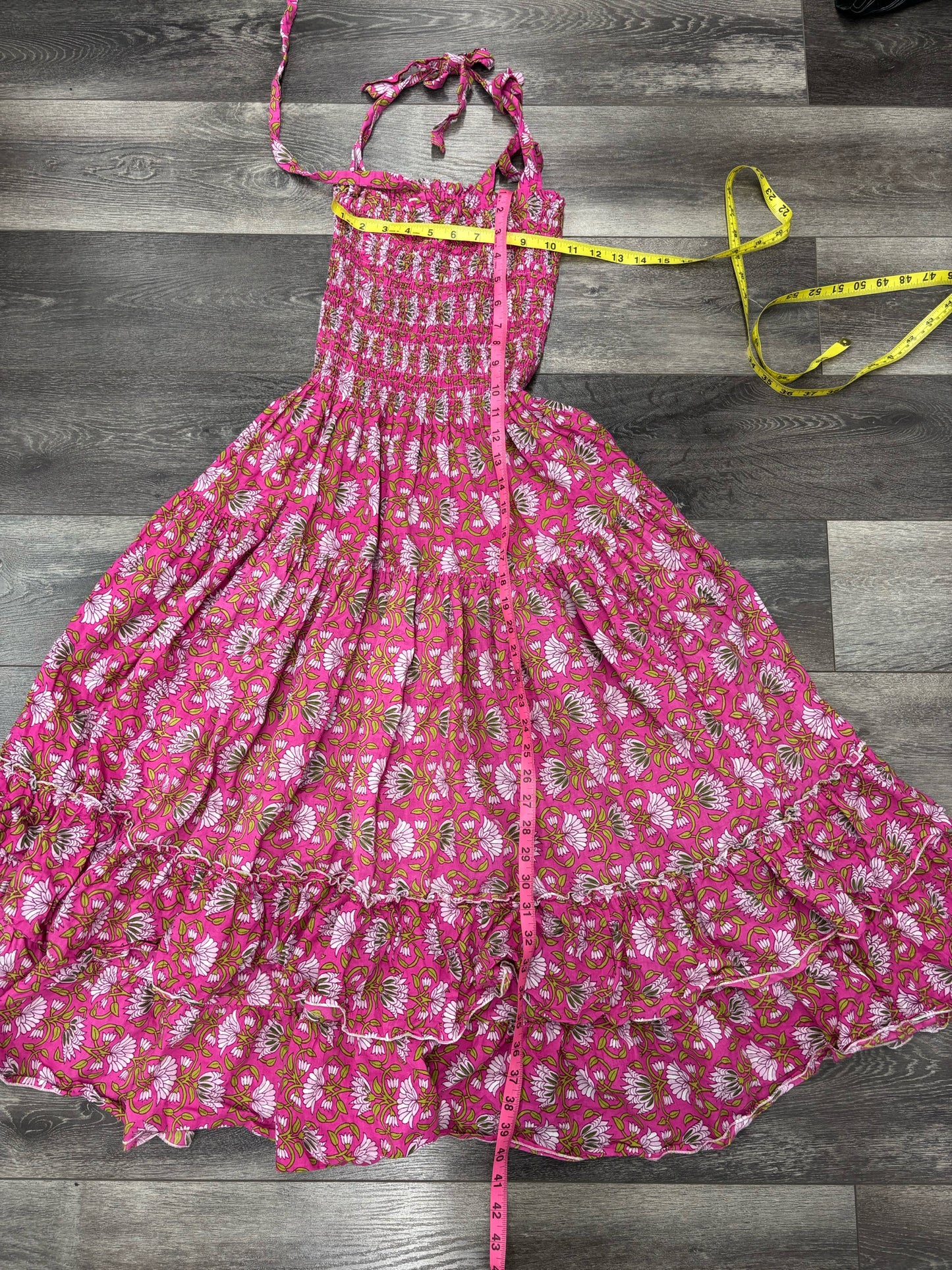 CB Positano Pink Floral Flowy Women Maxi Dress Sz S
