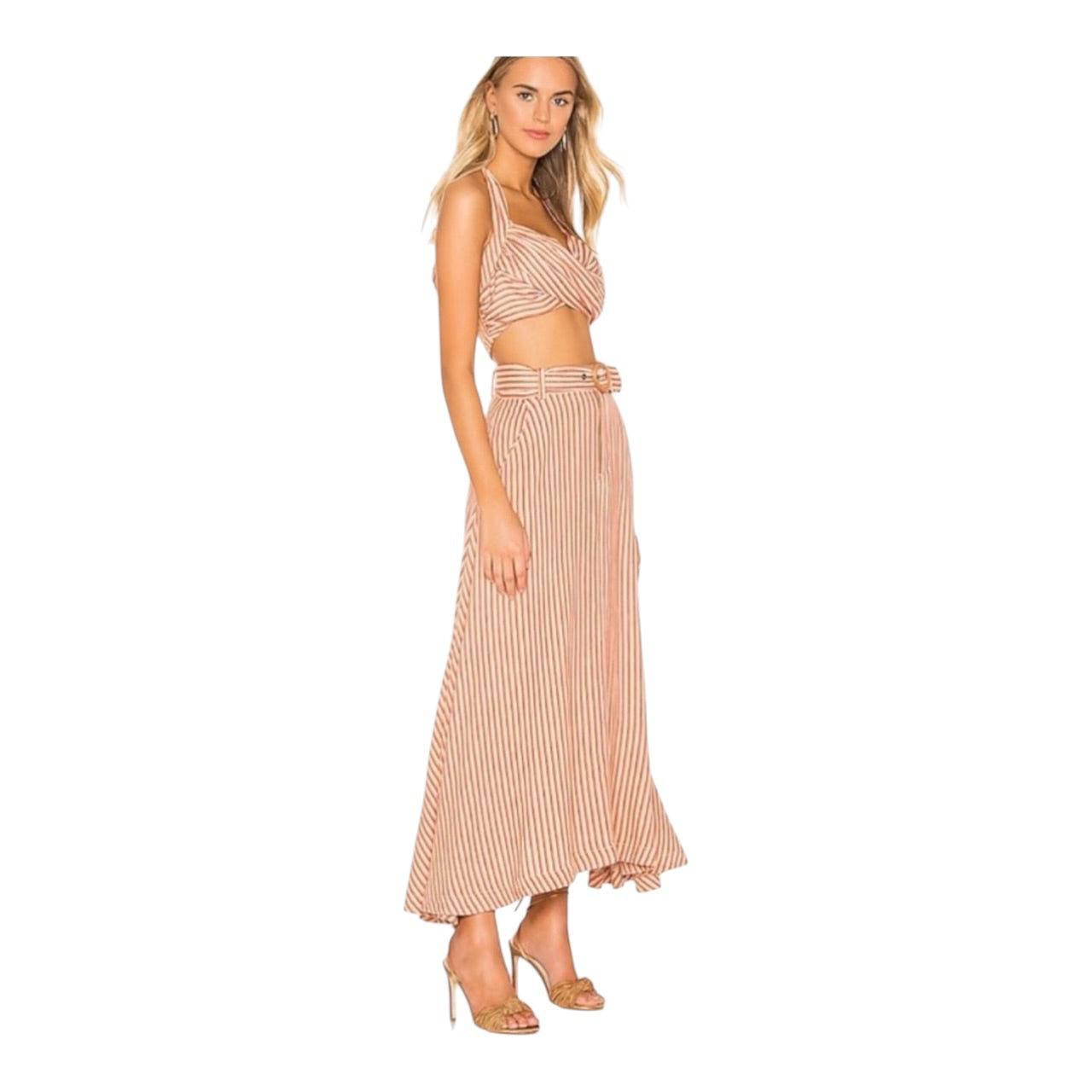 Free People Casablanca Striped Natural Combo 2 Piece Maxi Skirt Set Sz 6 NWT