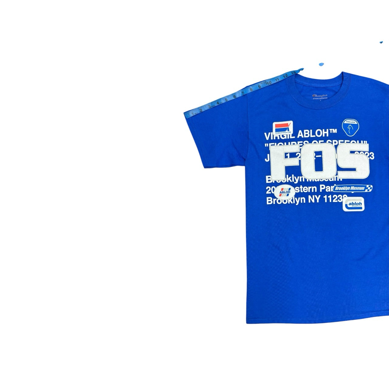 Champion Era Off-White Virgil Abloh FOS Figures of Speech Blue Shirt Sz S
