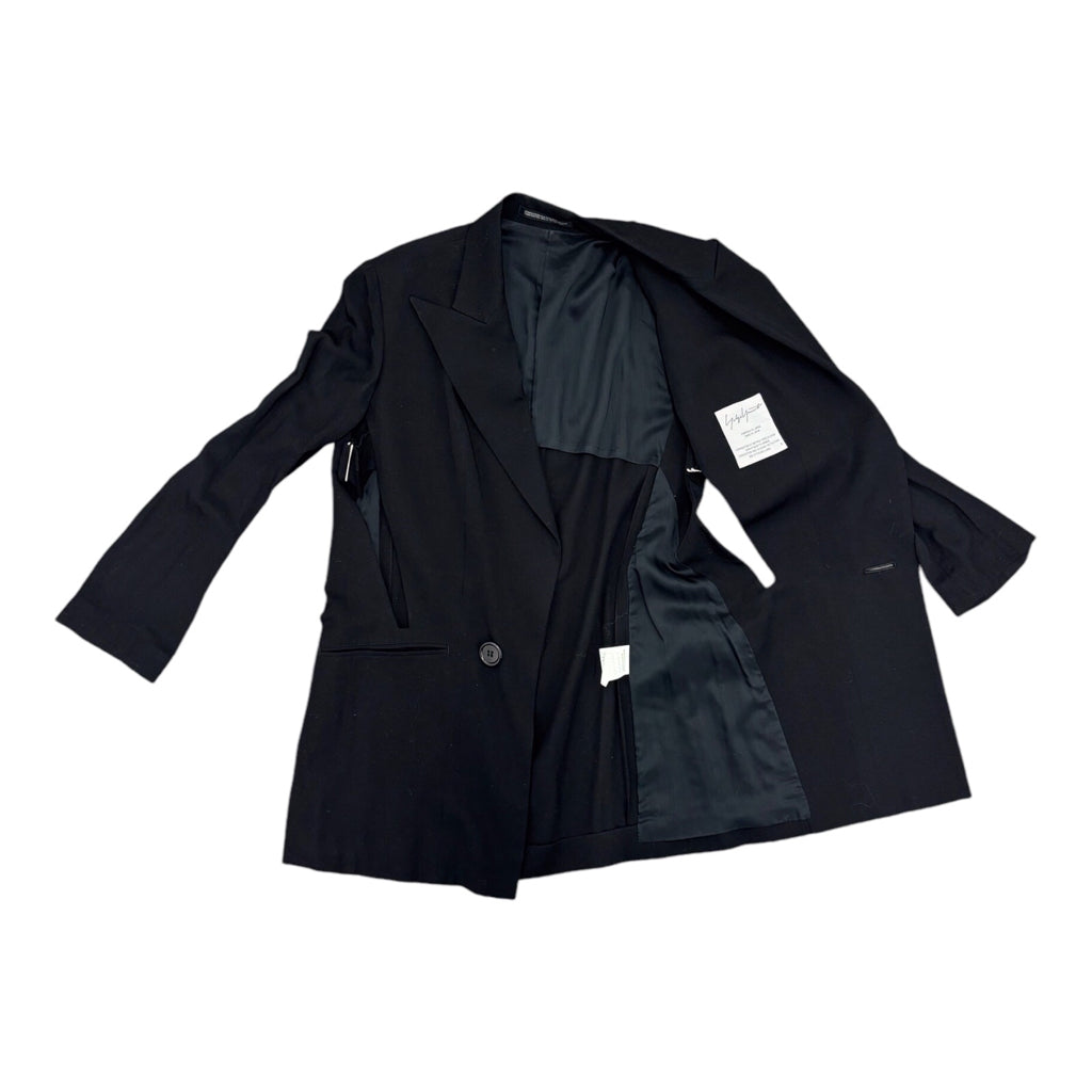 YOHJI YAMAMOTO Black Open Side Cut Womens Blazer Jacket Sz 1 XS