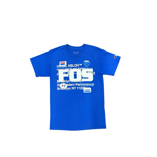 Champion Era Off-White Virgil Abloh FOS Figures of Speech Blue Shirt Sz S