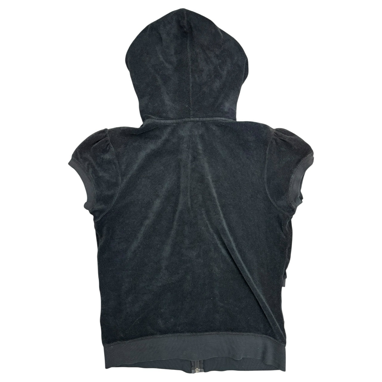 Vintage Juicy Couture Made In USA Gray Velour Mini Sleeve Hoodie Sz XL