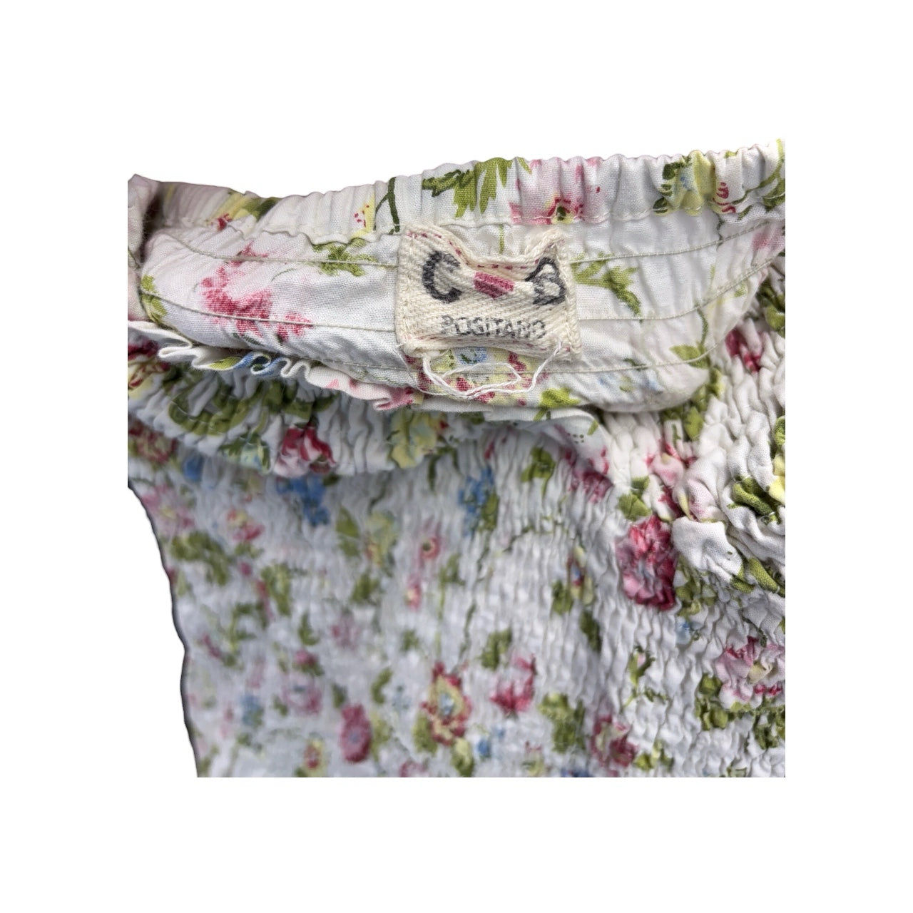 CB POSITANO Y2K White Pleated Floral Maxi Dress Sz XS