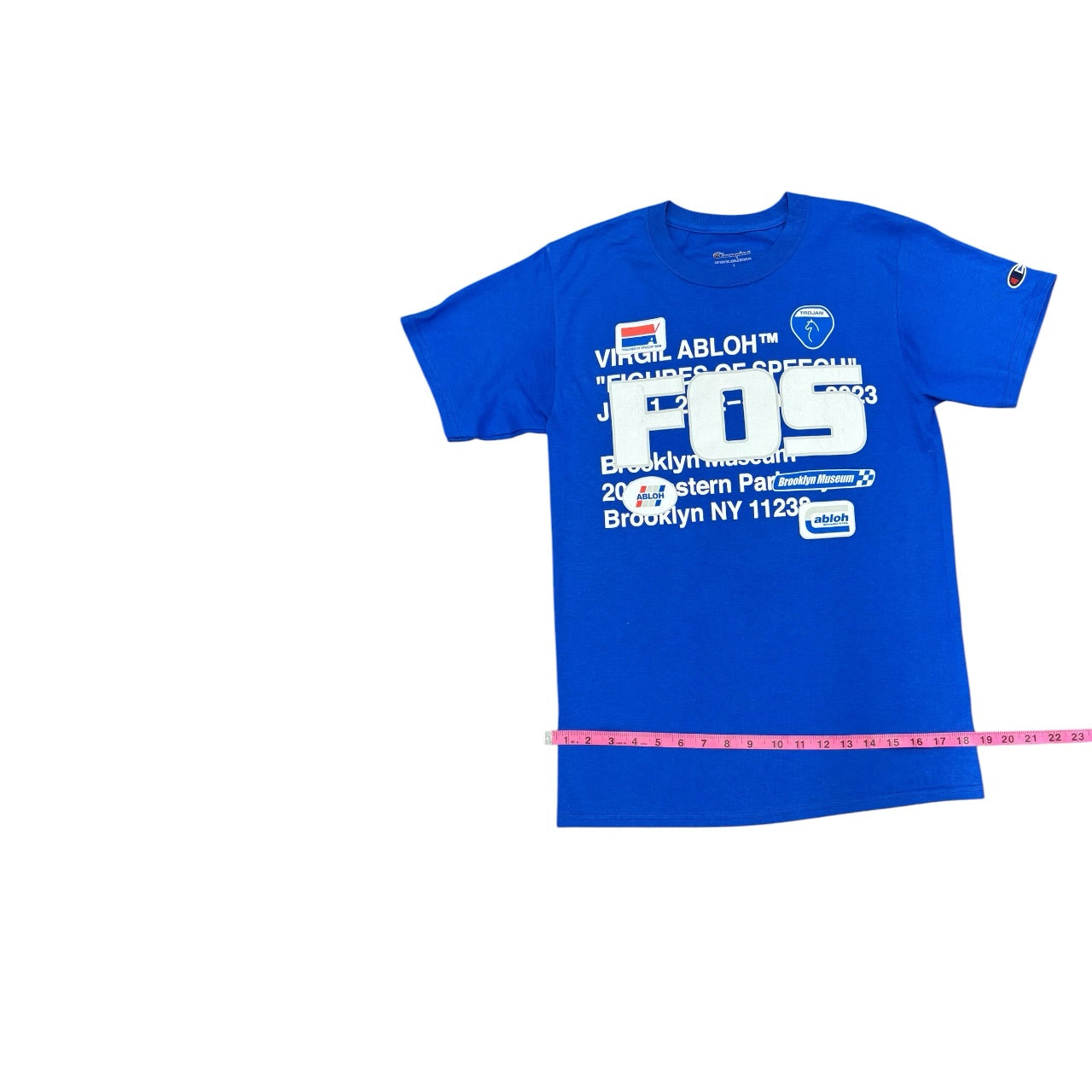 Champion Era Off-White Virgil Abloh FOS Figures of Speech Blue Shirt Sz S