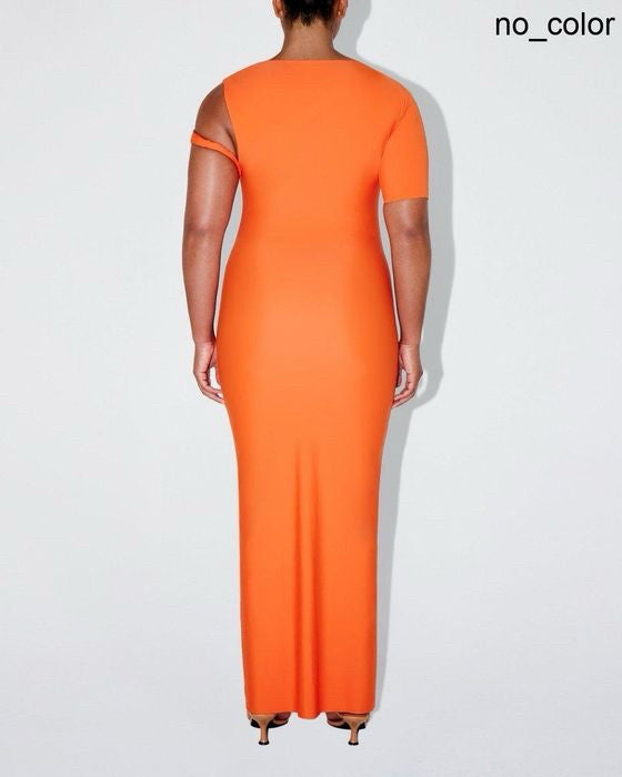 NWT Khy Orange Sleek Stretch Twist Maxi Dress Wmns Sz XL