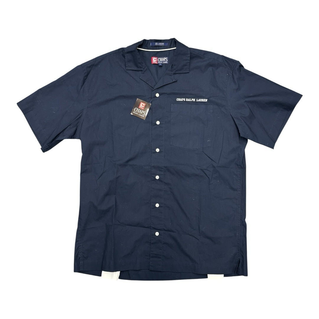 NWT Vintage Chaps Ralph Lauren League Mens  Navy Short Sleeve Button Up Sz M