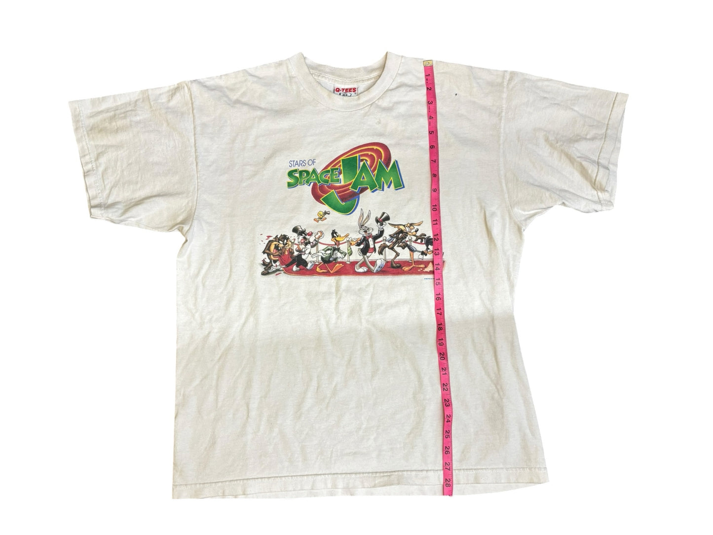 Vtg Q-Tees 1996 Looney Tunes Space Jam Promo SS White T-Shirt Mns Sz XL Warner B