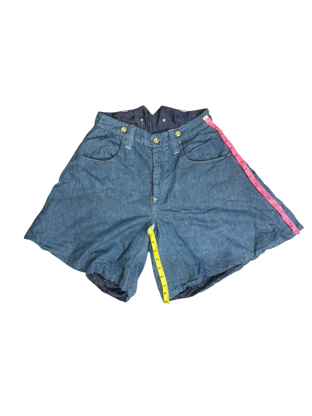 VTG 90s Levi's RED Wide Leg Flared Denim Shorts Culotte Fit Wmns Sample Style