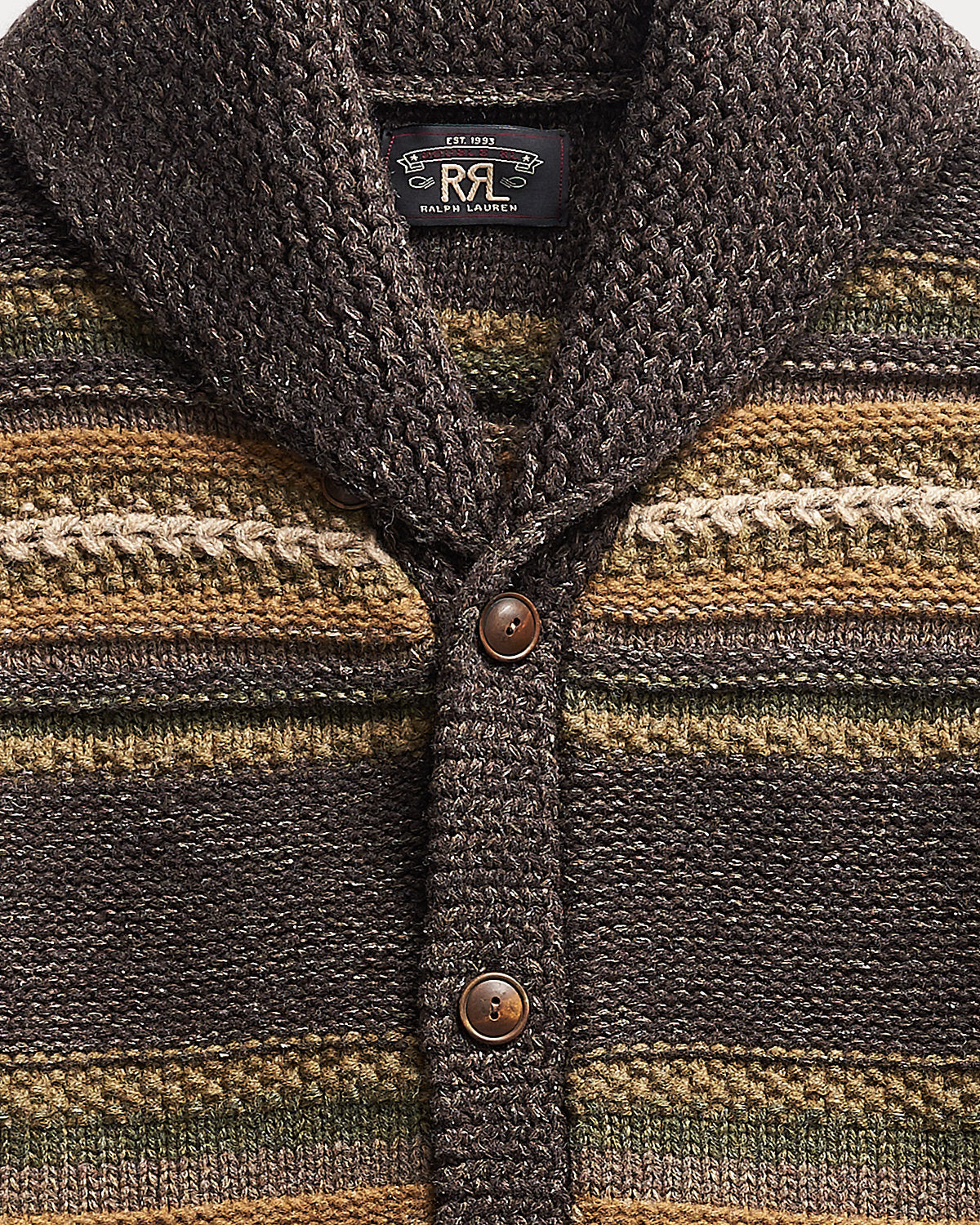 RRL Ralph Lauren Striped Knit Lambswool Wool Linen Silk Men Cardigan Size M