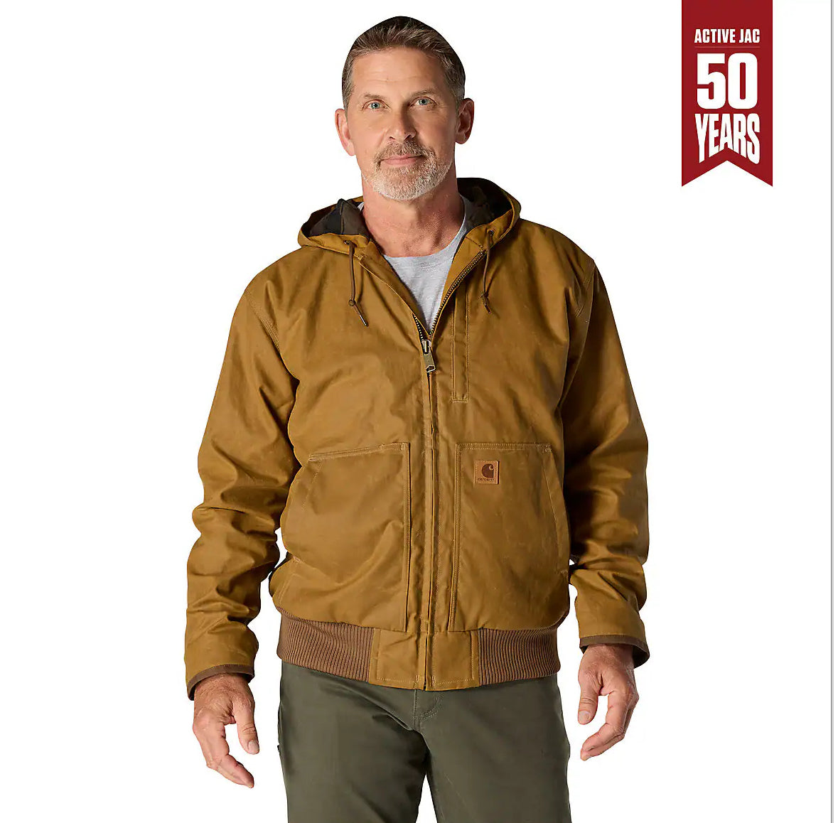 NWT Carhartt Loose Fit Brown Waxed Cotton Active Jacket Men Sz S