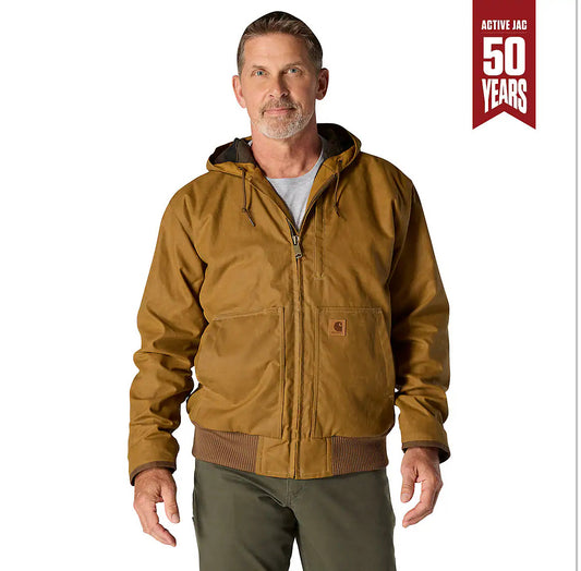 NWT Carhartt Loose Fit Brown Waxed Cotton Active Jacket Men Sz S