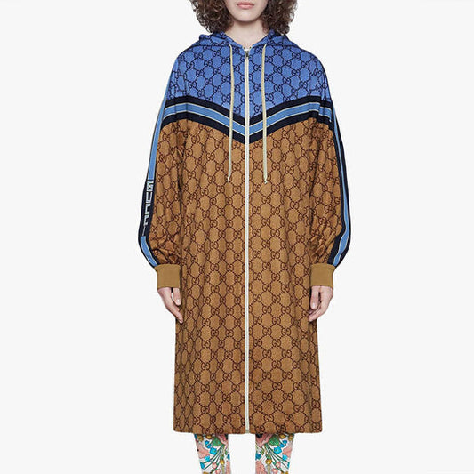 NWT Gucci Technical Jersey GG Long Jacket 'Blue Camel' 550604-XJADG-2144 Wms S