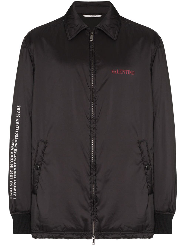 Valentino Garavani Black Logo Moon Print Waterproof WindbreakerJacket Mns Sz 46