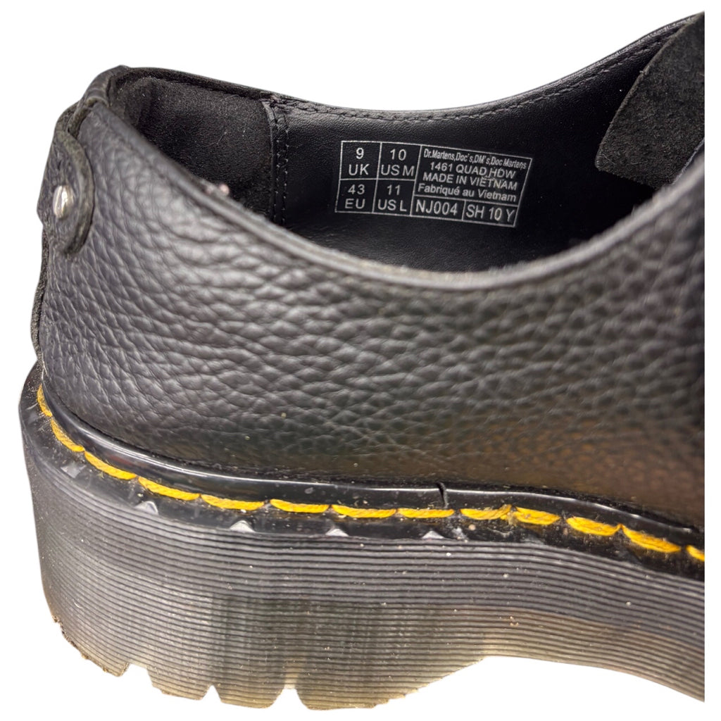 Dr. Martens Mens Black 1461 Piercing Milled Leather Platform Shoes Sz 10