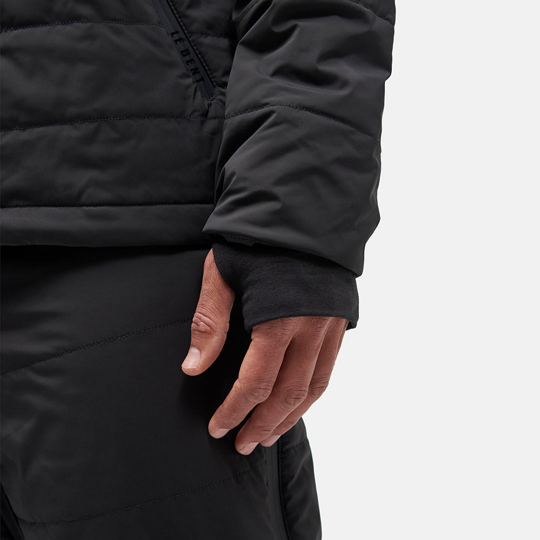 Le Bent Mns Black Mid Layer Pramecou Wool Insulated Hooded ZipUp Jacket Sz M