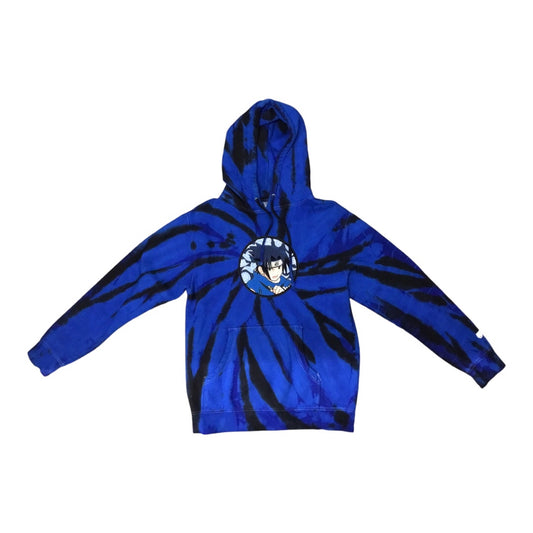 HYPLAND X NARUTO SASUKE CHENILLE BLUE TIE DYE  HOODIE PULLOVER MNS SZ S