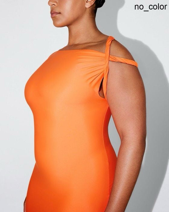 NWT Khy Orange Sleek Stretch Twist Maxi Dress Wmns Sz XL