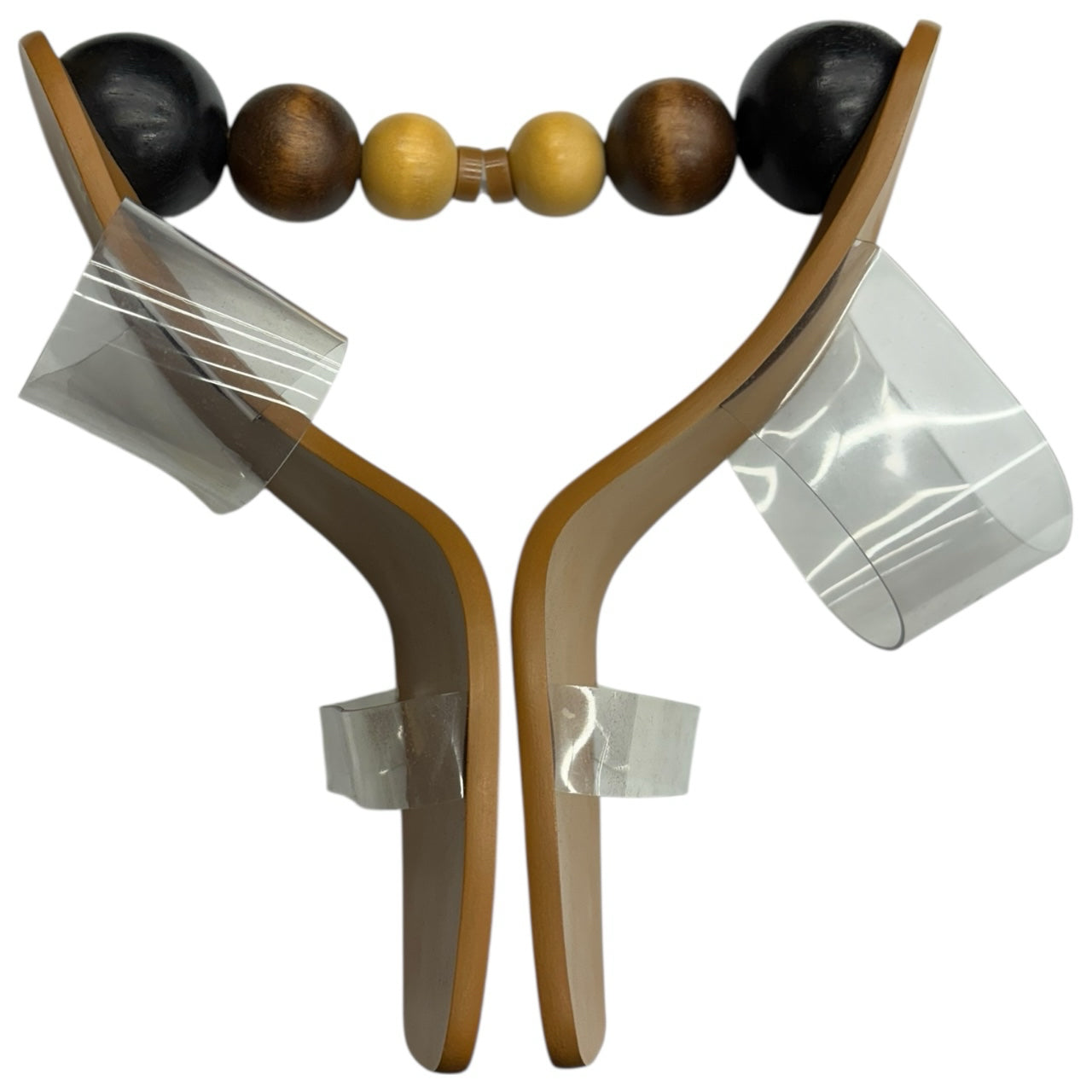 Cult Gaia Stacked Wooden Ball Clear Strap Vita Heel Sandal Sz 41