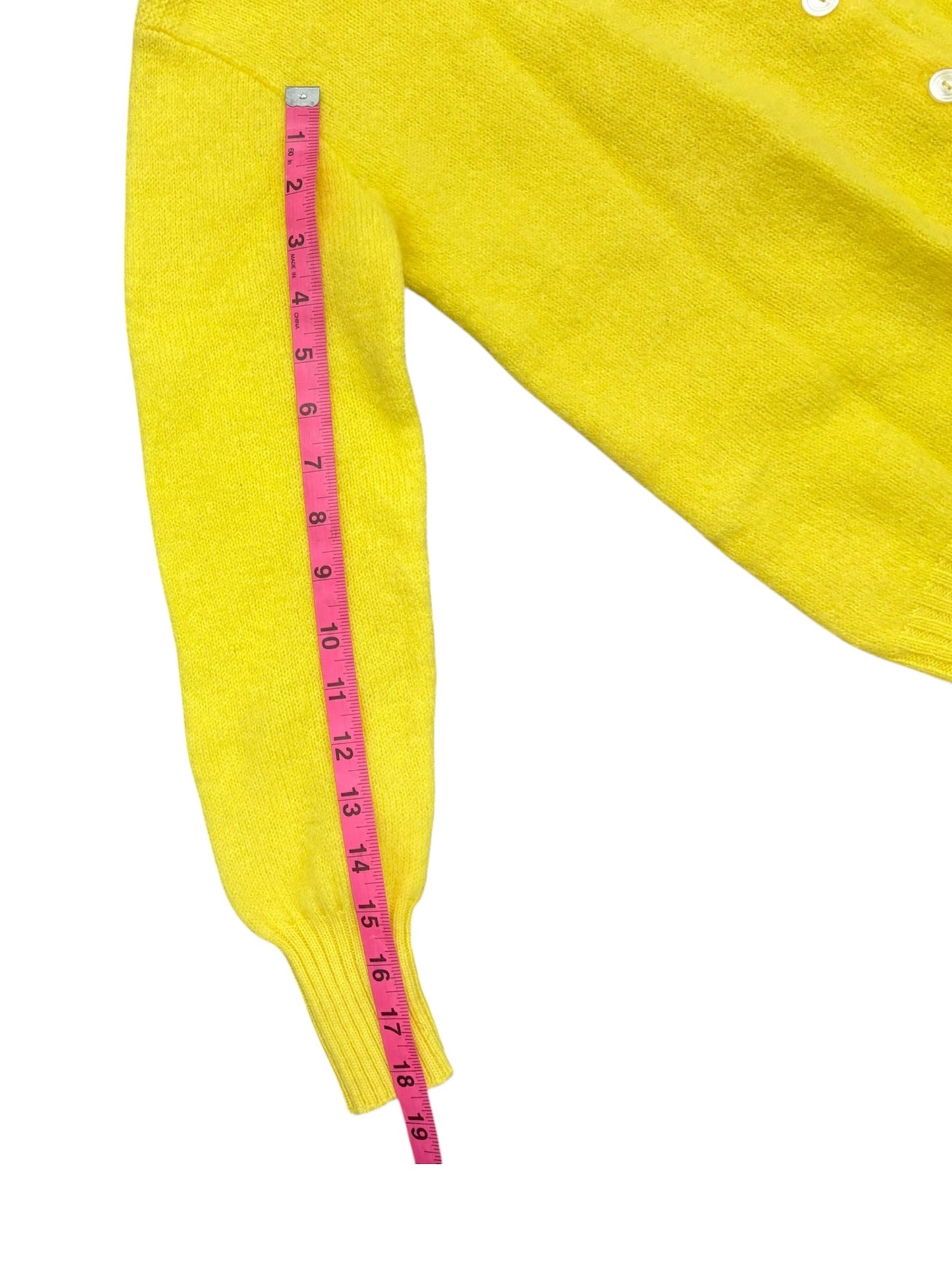 Vintage 50s 60s Garland Sheltie Mist Yellow Cardigan Crew Neck Button Up Sweater