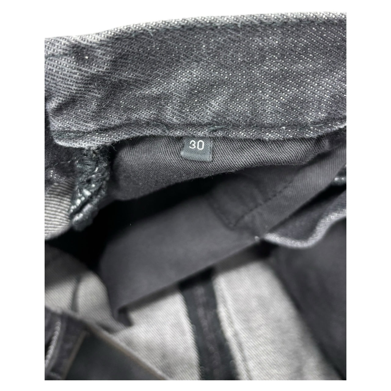 Valentino Straight Leg Big V Back Print Cuffed Black Gray Jeans Men Sz 30