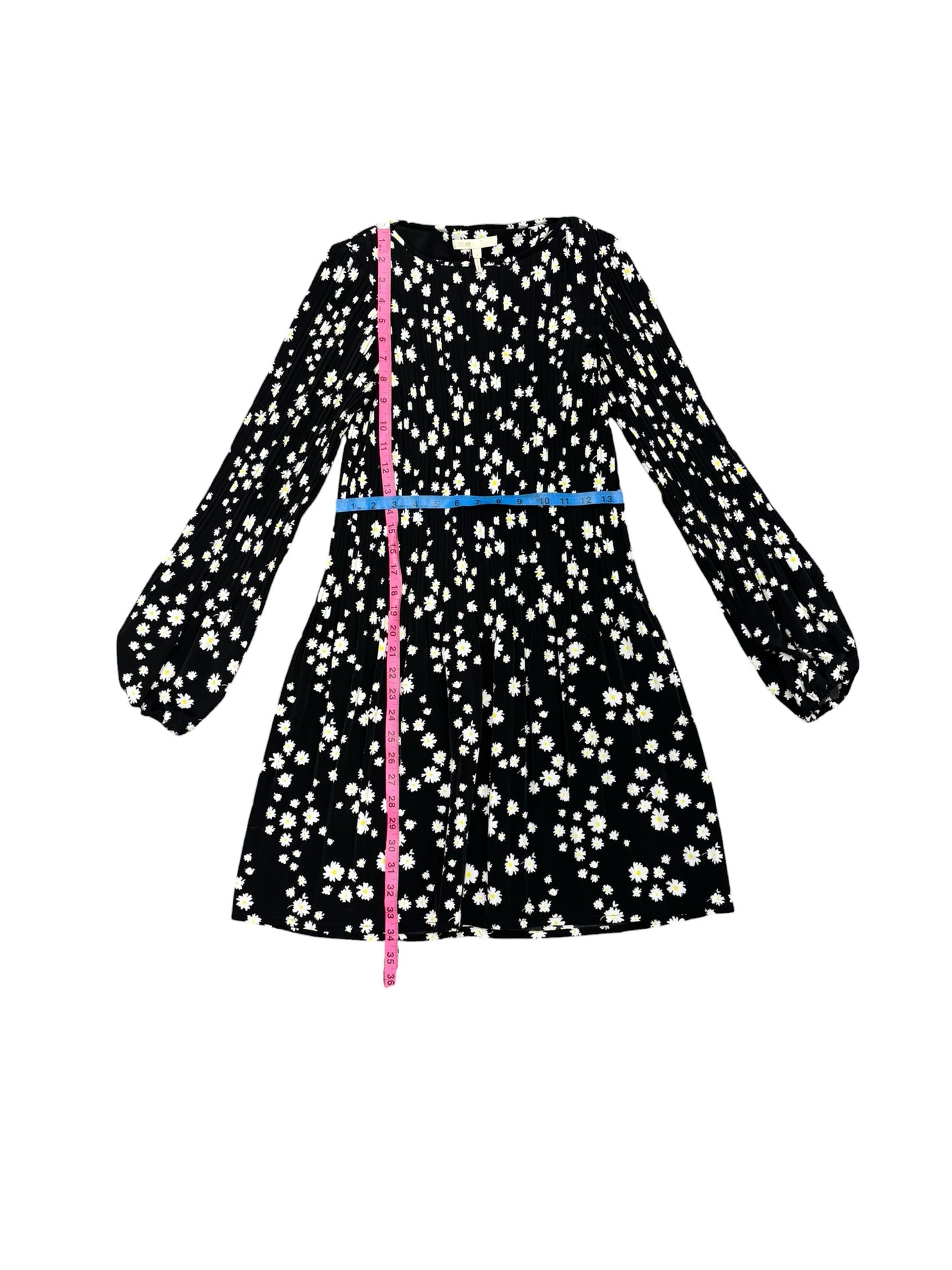 NWOT Maje Wmns Sz 1 Rockiz Daisy Print Long Sleeve Pleated Black Dress