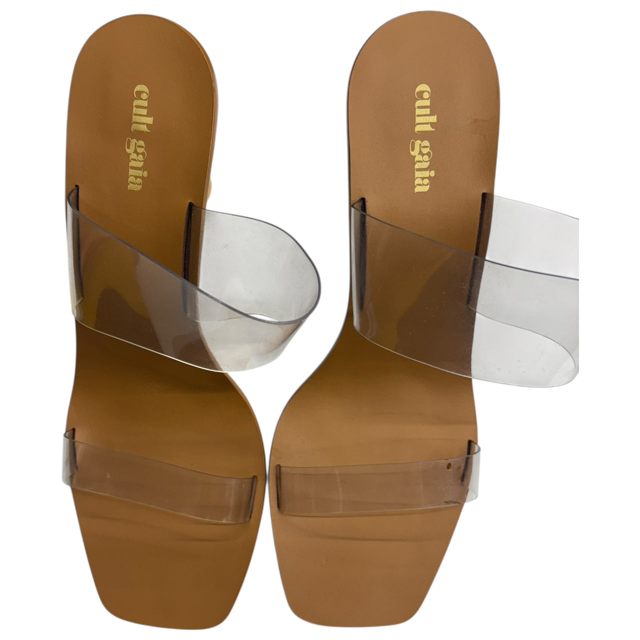 Cult Gaia Stacked Wooden Ball Clear Strap Vita Heel Sandal Sz 41