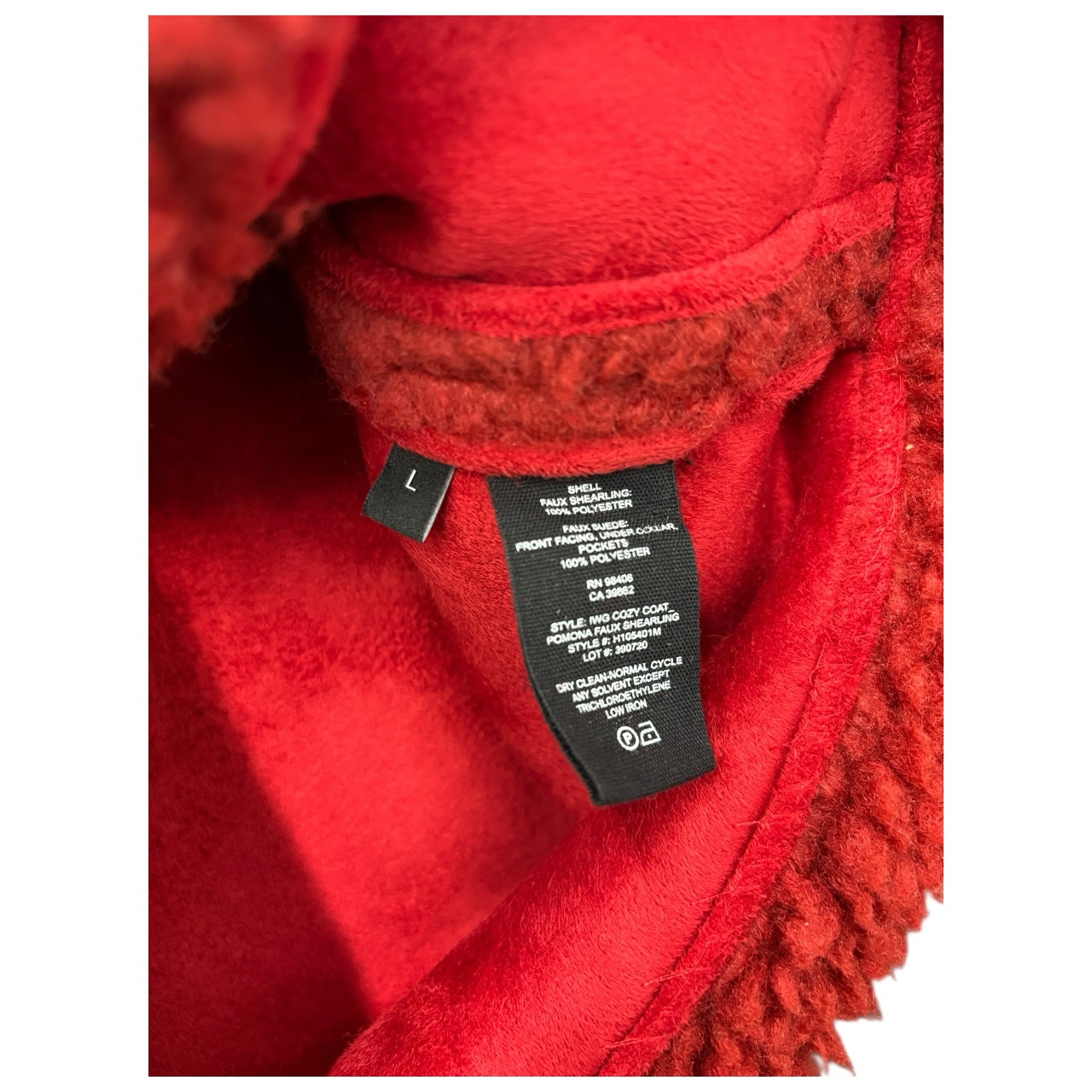 NWT Theory Burnt Sienna Red Fleece Pomona Faux Shearling Coat Sz L