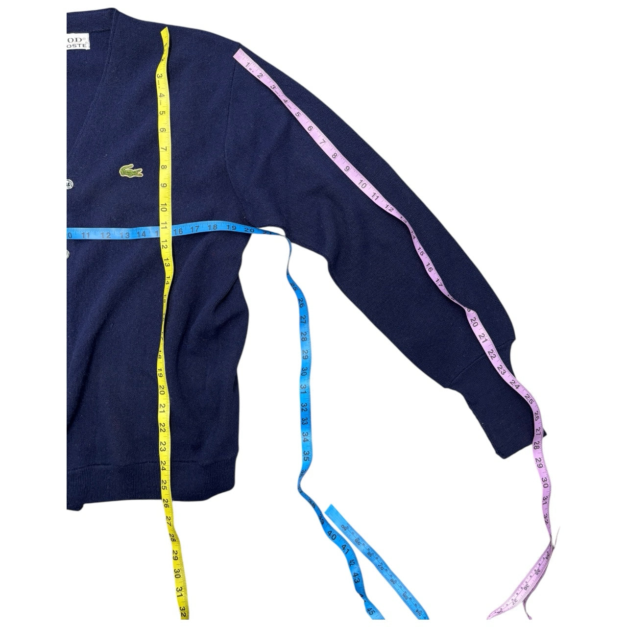 NWB Vintage Izod Lacoste 70s Navy Embroidery Logo Button Cardigan Men Sz XL