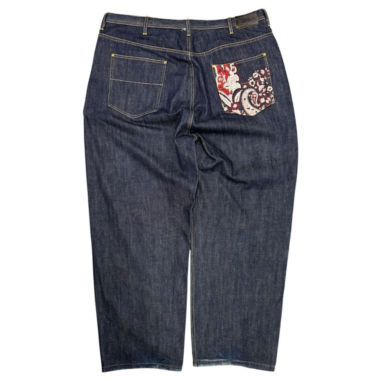 Sean John Vintage Floral Embroidered Heavy Wash Navy Jeans W44