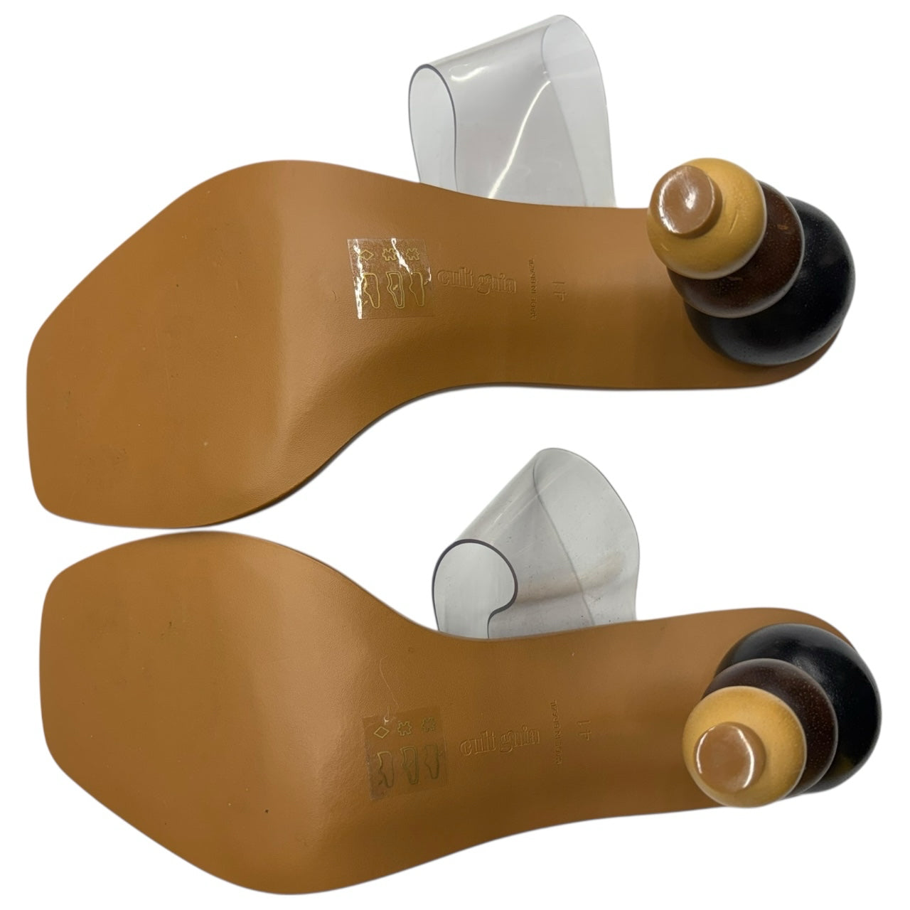 Cult Gaia Stacked Wooden Ball Clear Strap Vita Heel Sandal Sz 41