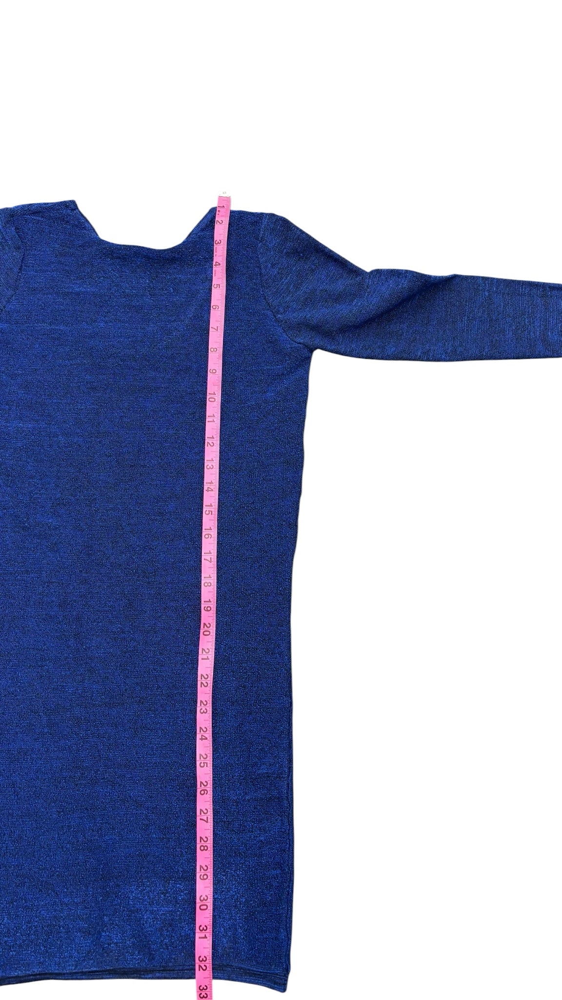 Maje Wmns Navy Blue Scoop Back Paris Griotte Metallic? Knit LS Dress Bleu Azur