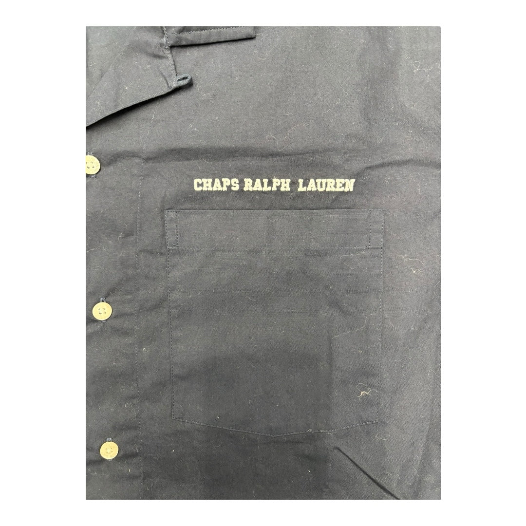 NWT Vintage Chaps Ralph Lauren League Mens  Navy Short Sleeve Button Up Sz M