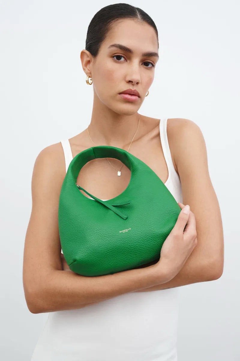 NWT Marcella NYC Grass Green Dylan Top Handle Purse Soft Italian Pebble Leather