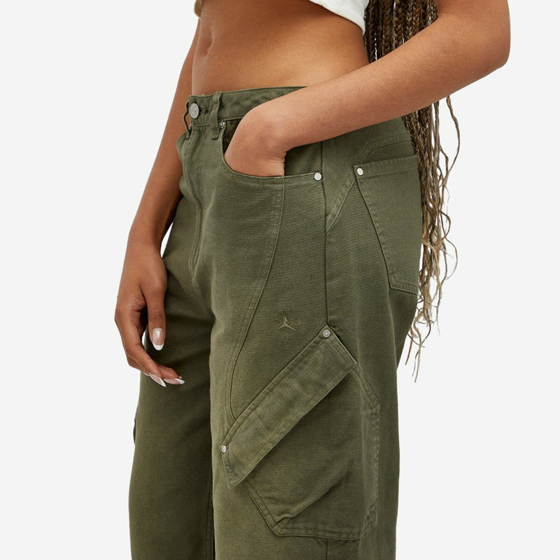 NWT Air Jordan x Travis Scott Canvas Cargo Pants Olive Cargo Khaki Wmns Sz S