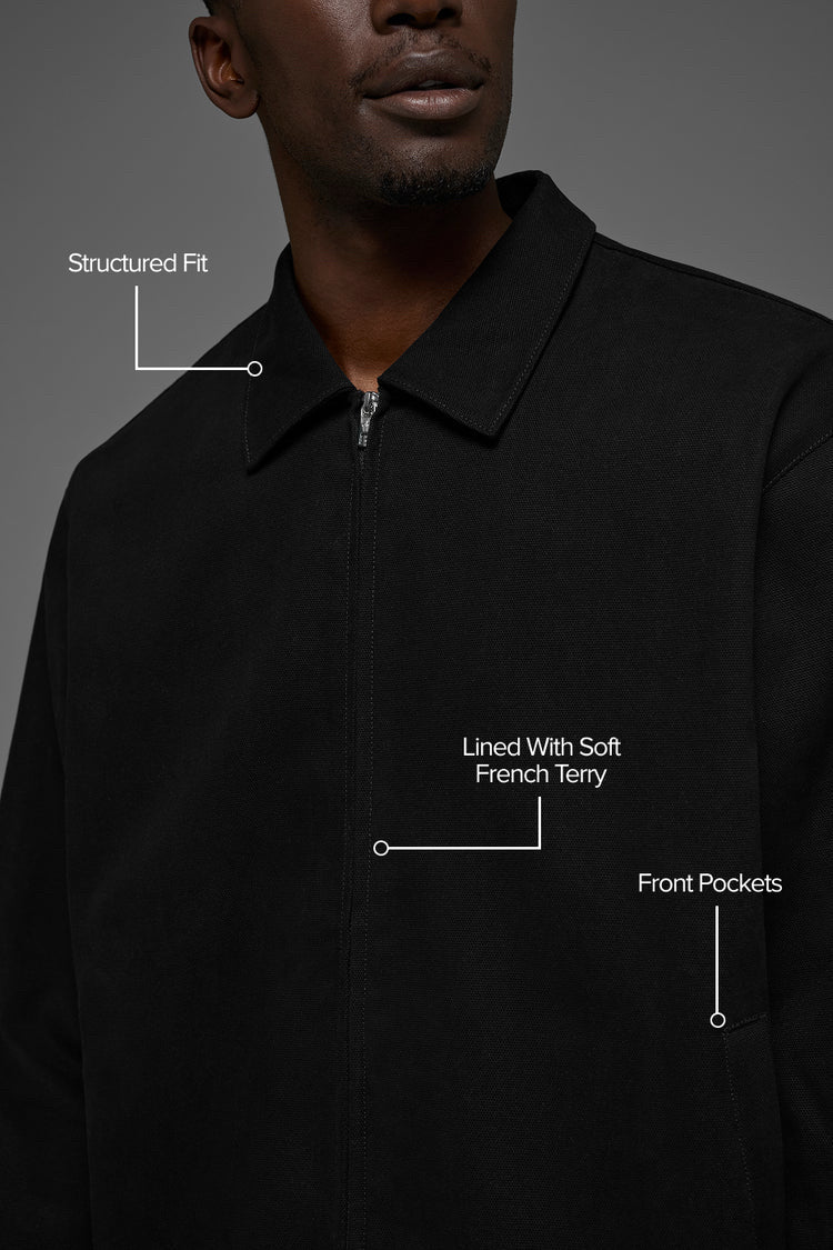 Alo Yoga Cotton Canvas Coaches Black Jacket Mens Sz L