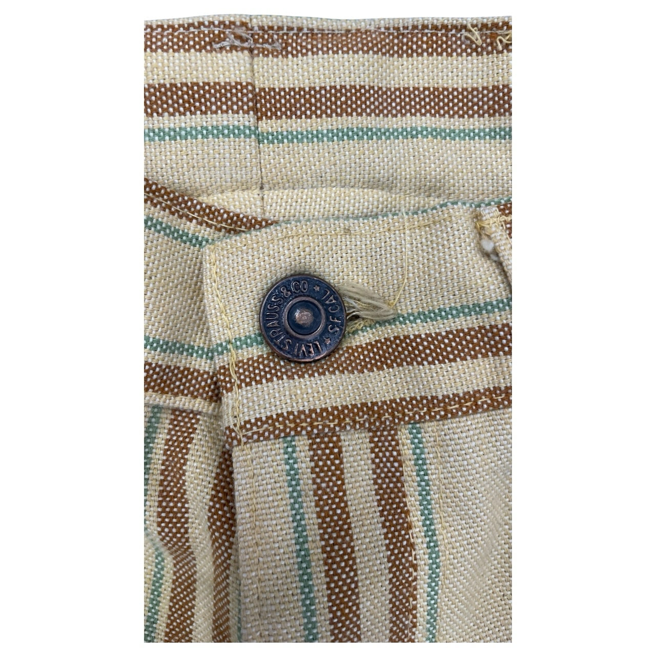 70s Vintage Levi's Sta-Prest Tan Striped Slack Pants Women's Sz 26W