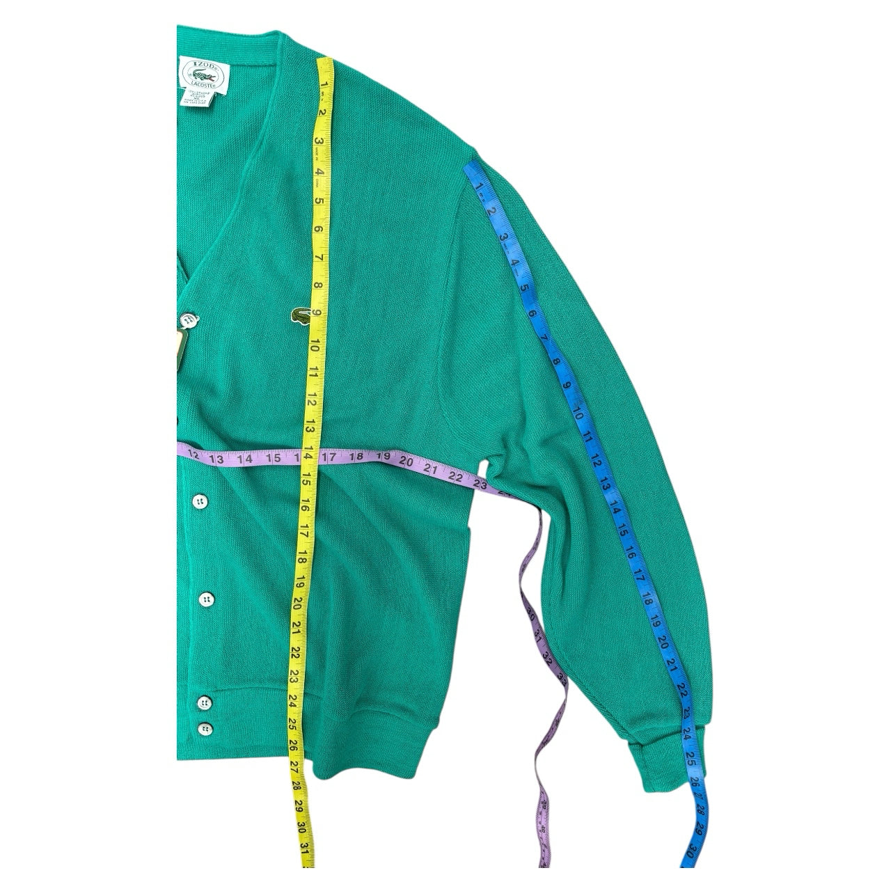 NWT Vintage Izod Lacoste 70s Green Embroidery Logo Button Cardigan Men Sz XL