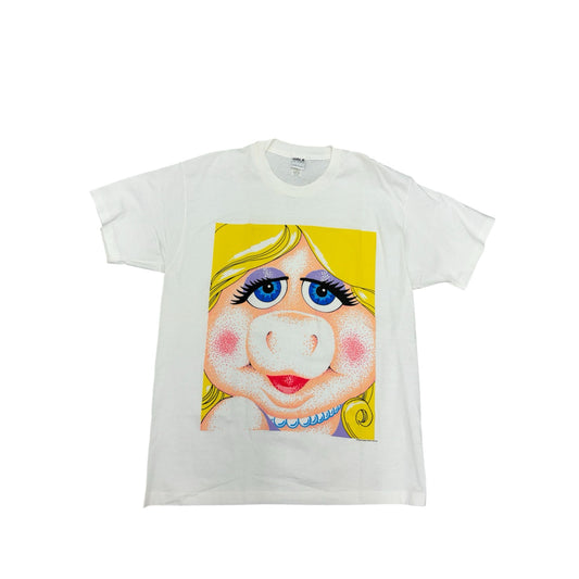 HRLA Vintage Unisex Miss Piggy Big Graphic Face Paint Single Stitched Usa Jim Henson White Tee One Size