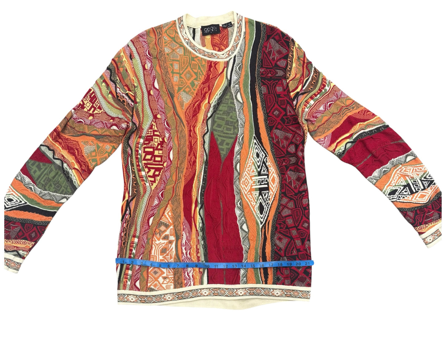 Coogi OG 50 Crewneck Mns Sz XL 3 Dimensional Knit Pullover Multi Color Rust