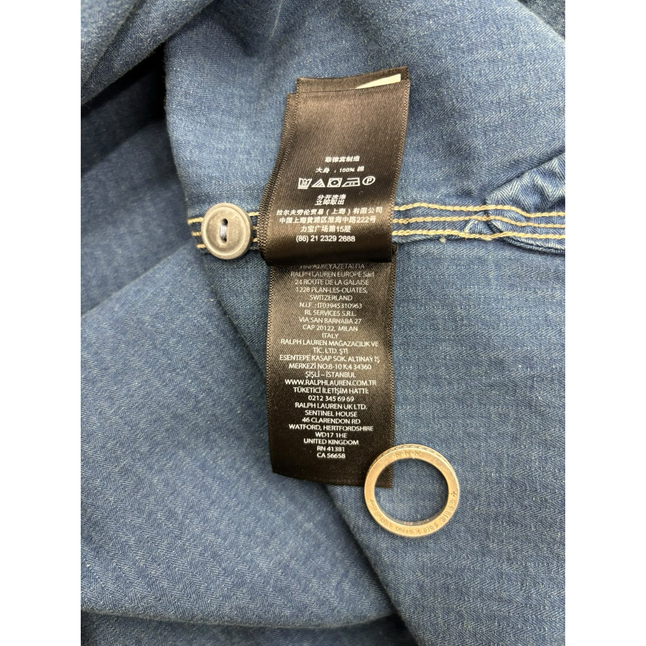 RRL Velvet Denim Pinstripe Fade Wash Blue Button Shirt Sz L