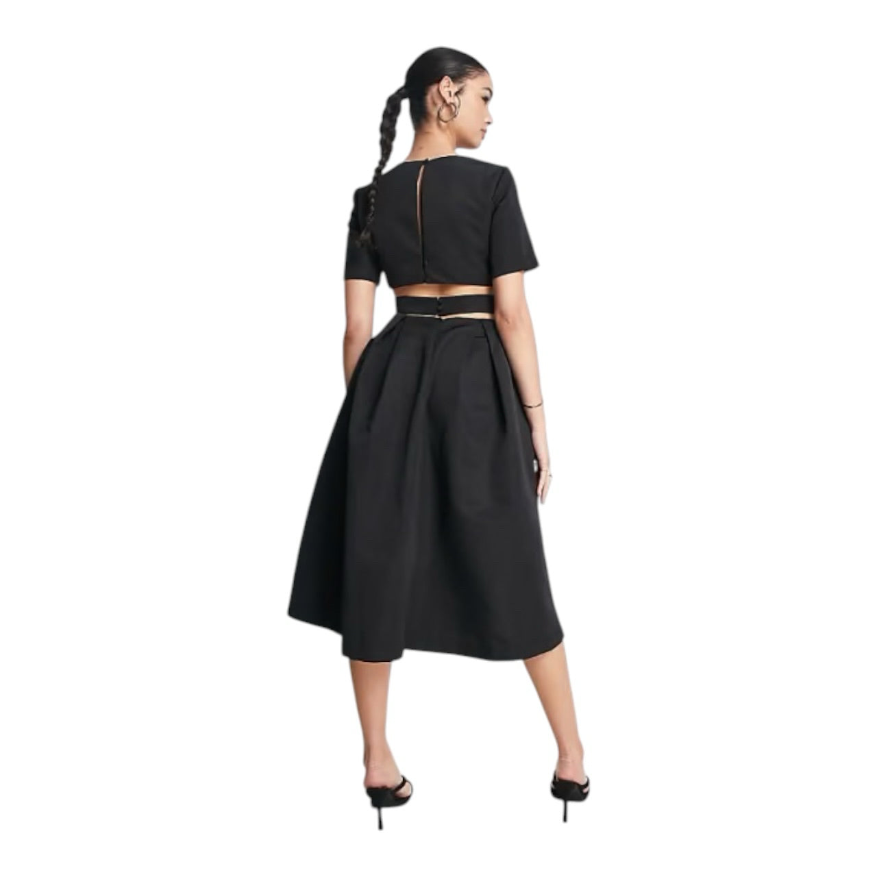 Nobody's Child Black Alice Cut Out Ottoman Women Midi Dress Sz 8