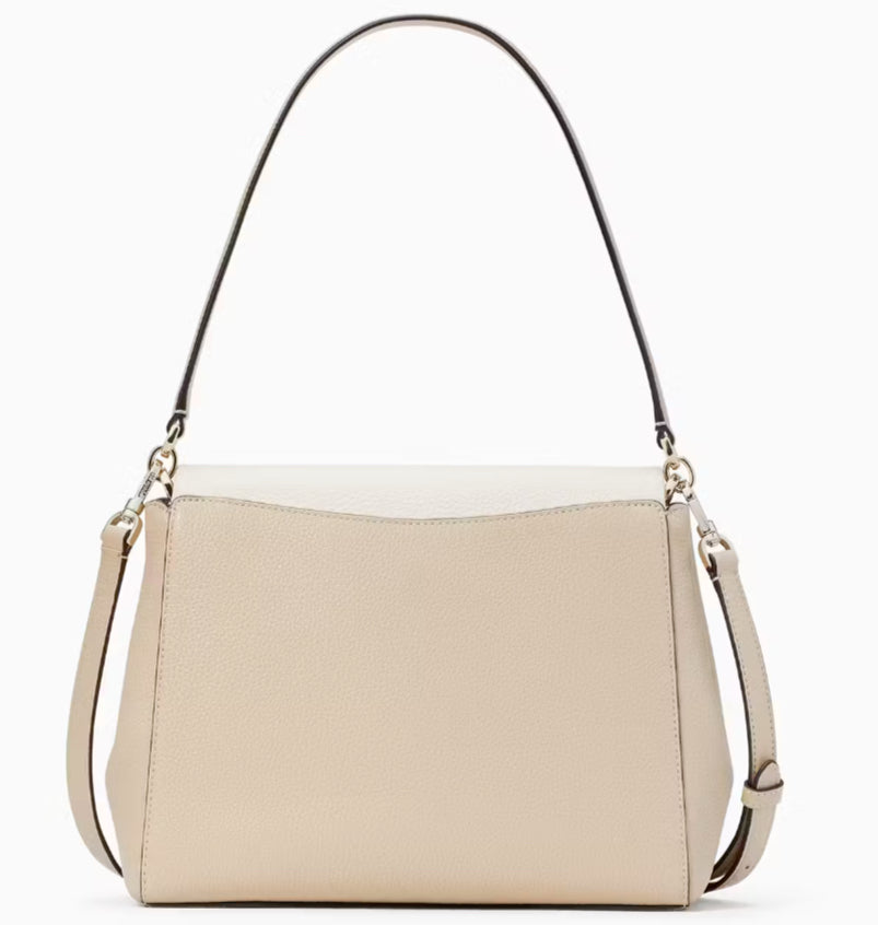 Kate Spade Beige White leila medium flap shoulder bag Tan Cream purse handbag