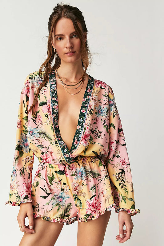 NWT Agua Bendita Free People Larissa Floral Romper Sz M